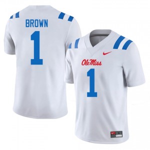 #1 A.J. Brown White UM Rebels Top-Tier Men University Football Jersey - Elite-Level Performance 92620918