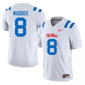 #8 AJ Maddox White Ole Miss Rebels Top-Tier Men NCAA Football Jersey - Elite-Level Performance 39016063