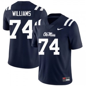 Ben Williams #74 Navy Championship-Caliber UM Rebels Men University Embroidery Football Jersey - Pro-Grade 86588281
