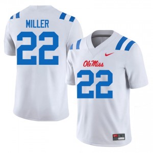 #22 Cameron Miller White Ole Miss Rebels Top-Tier Men NCAA Football Jersey - Elite-Level Performance 23710003