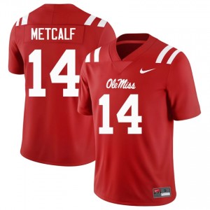 Premium Red #14 DK Metcalf Ole Miss Rebels Men NCAA Football Jersey - Pro-Grade Gamewear 60157040