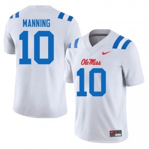 #10 Eli Manning White Miss Rebels Top-Tier Men College Football Jersey - Elite-Level Performance 94583969