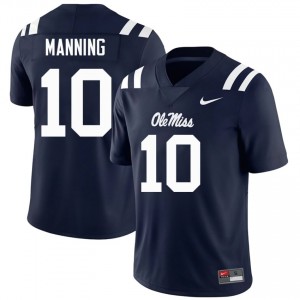 Eli Manning #10 Navy Championship-Caliber Ole Miss Rebels Men NCAA Embroidery Football Jersey - Pro-Grade 82489788