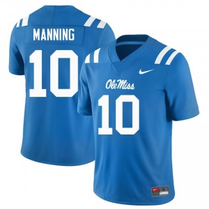 Powder Blue #10 UM Rebels Eli Manning Men Game-Ready University Football Jersey - Premium Quality 30844834