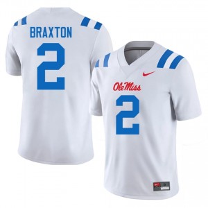 #2 Jaylon Braxton White Miss Rebels Top-Tier Men College Football Jersey - Elite-Level Performance 92975173
