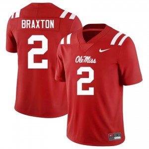 Premium Red #2 Jaylon Braxton Rebels Men Player Football Jersey - Pro-Grade Gamewear 53378563