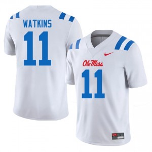 #11 Jordan Watkins White Ole Miss Rebels Top-Tier Men NCAA Football Jersey - Elite-Level Performance 31076567