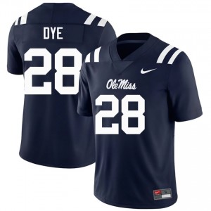 Joshua Dye #28 Navy Championship-Caliber Miss Rebels Men College Embroidery Football Jersey - Pro-Grade 74450180