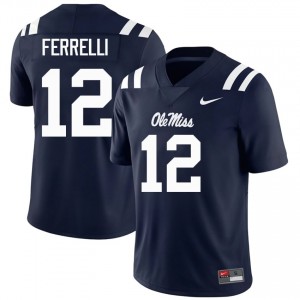 Luke Ferrelli #12 Navy Championship-Caliber Ole Miss Men High School Embroidery Football Jersey - Pro-Grade 86352582
