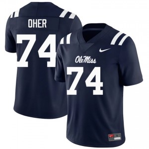 Michael Oher #74 Navy Championship-Caliber Ole Miss Rebels Men NCAA Embroidery Football Jersey - Pro-Grade 87070361