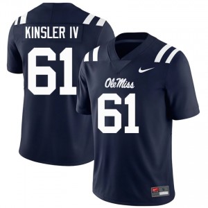 Tommy Kinsler IV #61 Navy Championship-Caliber Rebels Men Player Embroidery Football Jersey - Pro-Grade 36814728