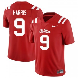 Premium Red #9 Tre Harris Ole Miss Men High School Football Jersey - Pro-Grade Gamewear 38090351