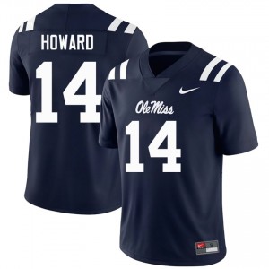 Walker Howard #14 Navy Championship-Caliber Miss Rebels Men College Embroidery Football Jersey - Pro-Grade 55377345
