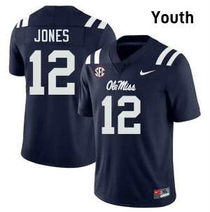 Andrew Jones Pro-Level Navy #12 Rebels Youth Player Football Jersey - Top-Tier Gear 29067686