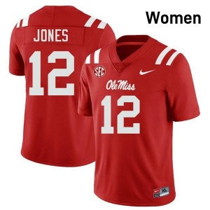 Ole Miss Rebels Elite Andrew Jones Red #12 Women College Football Jersey - High-End Performance 99847574