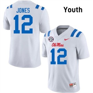 White #12 University of Mississippi Andrew Jones Youth Game-Ready High School Football Jersey - Premium Quality 51552733