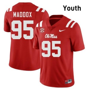Andrew Maddox Pro-Level Red #95 Ole Miss Youth NCAA Football Jersey - Top-Tier Gear 46737065