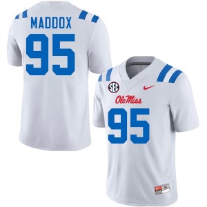 Premium White #95 Andrew Maddox Ole Miss Rebels Men College Football Jersey - Pro-Grade Gamewear 87131408