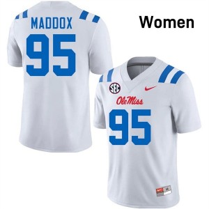 #95 Andrew Maddox White Ole Miss Top-Tier Women NCAA Football Jersey - Elite-Level Performance 98227024