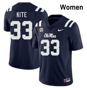 University of Mississippi Elite Antonio Kite Navy #33 Women High School Football Jersey - High-End Performance 92890417