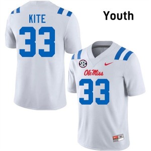 White #33 University of Mississippi Antonio Kite Youth Game-Ready High School Football Jersey - Premium Quality 74860123