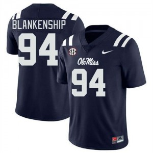 Navy #94 University of Mississippi Caleb Blankenship Men Game-Ready High School Football Jersey - Premium Quality 26718566