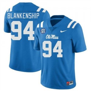 Caleb Blankenship #94 Powder Blue Championship-Caliber Rebels Men Player Embroidery Football Jersey - Pro-Grade 60354090