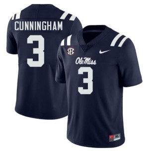 Caleb Cunningham #3 Navy Championship-Caliber Rebels Men Player Embroidery Football Jersey - Pro-Grade 99161129