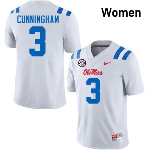 #3 Caleb Cunningham White Ole Miss Top-Tier Women NCAA Football Jersey - Elite-Level Performance 20797681