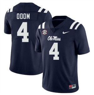 Caleb Odom #4 Navy Championship-Caliber Ole Miss Men NCAA Embroidery Football Jersey - Pro-Grade 77271359