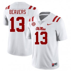 Cedrick Beavers Pro-Level White #13 Rebels Men Player Football Jersey - Top-Tier Gear 20712021