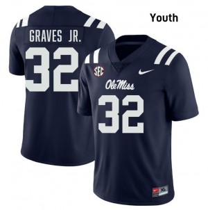 Navy #32 University of Mississippi Chris Graves Jr. Youth Game-Ready High School Football Jersey - Premium Quality 34306779