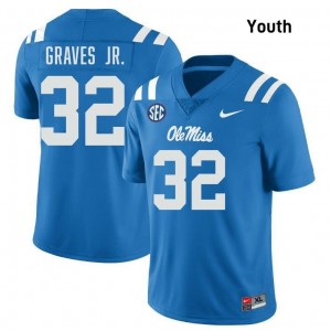 Chris Graves Jr. Pro-Level Powder Blue #32 Rebels Youth Player Football Jersey - Top-Tier Gear 72097339