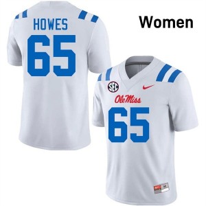 #65 Connor Howes White Ole Miss Top-Tier Women NCAA Football Jersey - Elite-Level Performance 20490506
