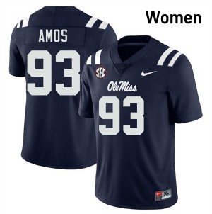 University of Mississippi Elite Corey Amos Navy #93 Women High School Football Jersey - High-End Performance 67599355