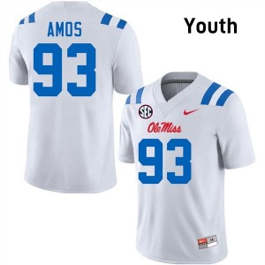 White #93 University of Mississippi Corey Amos Youth Game-Ready High School Football Jersey - Premium Quality 38792040