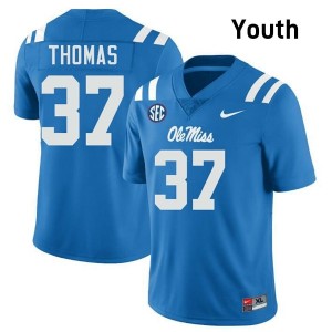 Powder Blue #37 Ole Miss Rebels Cortez Thomas Youth Game-Ready College Football Jersey - Premium Quality 24878193