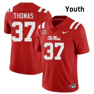 Cortez Thomas Pro-Level Red #37 Ole Miss Youth NCAA Football Jersey - Top-Tier Gear 84932256