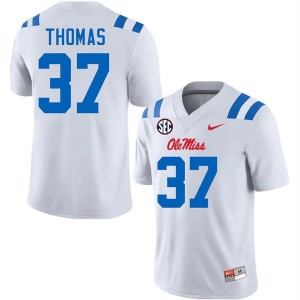 Premium White #37 Cortez Thomas Ole Miss Rebels Men College Football Jersey - Pro-Grade Gamewear 47217399