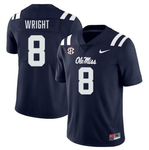 Premium Navy #8 Dae'Quan Wright Ole Miss Rebels Men College Football Jersey - Pro-Grade Gamewear 98901269