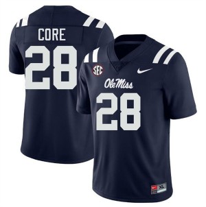 Dante Core #28 Navy Championship-Caliber Ole Miss Men NCAA Embroidery Football Jersey - Pro-Grade 38614464