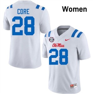 #28 Dante Core White Ole Miss Top-Tier Women NCAA Football Jersey - Elite-Level Performance 69432368
