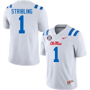 Premium White #1 De'Zhaun Stribling Ole Miss Rebels Men College Football Jersey - Pro-Grade Gamewear 91063655