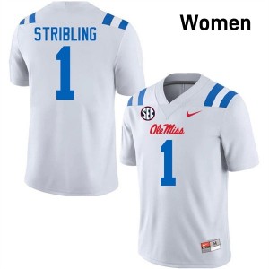 #1 De'Zhaun Stribling White Ole Miss Top-Tier Women NCAA Football Jersey - Elite-Level Performance 17538204