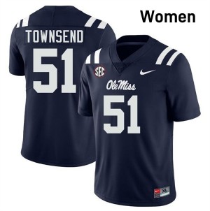 University of Mississippi Elite Delano Townsend Navy #51 Women High School Football Jersey - High-End Performance 28113908