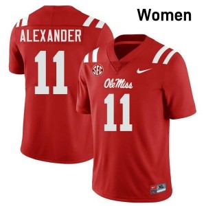 Ole Miss Rebels Elite Deuce Alexander Red #11 Women College Football Jersey - High-End Performance 73793163