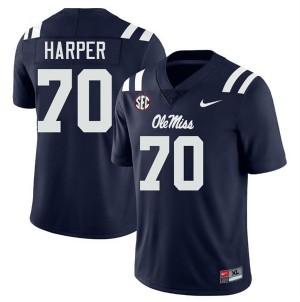 Devin Harper #70 Navy Championship-Caliber Ole Miss Men NCAA Embroidery Football Jersey - Pro-Grade 44990480