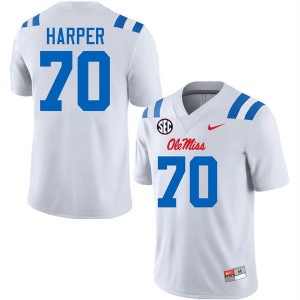 Premium White #70 Devin Harper Ole Miss Rebels Men College Football Jersey - Pro-Grade Gamewear 12757536