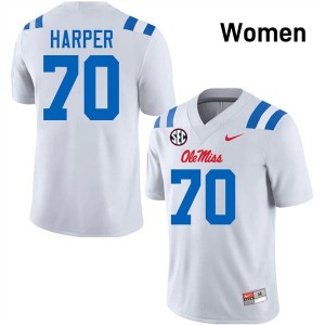 #70 Devin Harper White Ole Miss Top-Tier Women NCAA Football Jersey - Elite-Level Performance 14479968