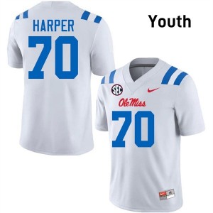 White #70 University of Mississippi Devin Harper Youth Game-Ready High School Football Jersey - Premium Quality 94817827